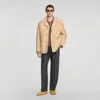 Sandro Notch Lapel Shearling Jacket In Brown
