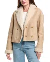 Sandro Shearling Jacket In Neutral