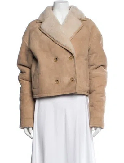 Pre-owned Sandro Shearling Jacket In Neutral