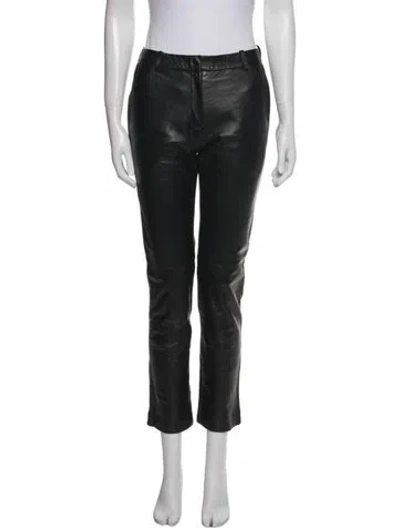 Pre-owned Sandro Shearling Straight Leg Pants In Black