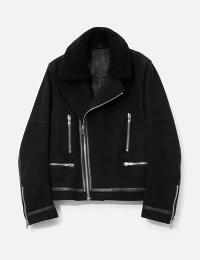 Sandro Shearling Wool Jacket In Black