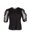 Sandro Sheer Sleeved Blouse In Black Lyocell In Black