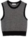 Sandro Checked Knit Top In Black