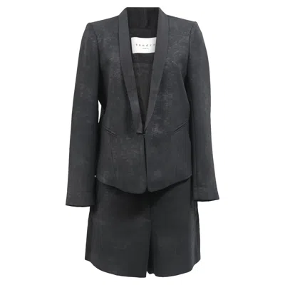 Sandro Shimmered Blazer And Shorts Set In Black Wool