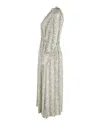 Sandro Shira Pintucked Printed Midi Dress In Cream Silk In White