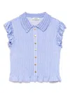 Sandro Womens Bleus Stripe-print Smocked Woven Top In Blue