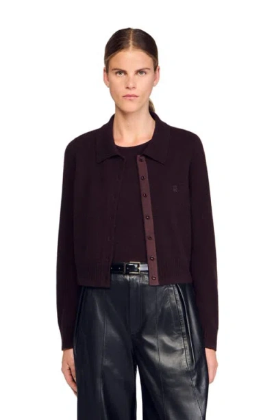 Sandro Shirt Cardigan In Purple