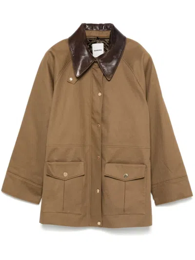 Sandro Shirt Jacket In Brown