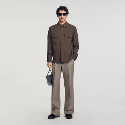 Sandro Shirt With Patch Pockets In Brown