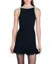 Sandro Short Beaded Dress In Black