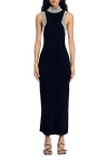 Sandro Velvet Embellished Maxi Dress In Black
