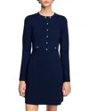 Sandro Short Button-up Knit Dress In Navy Blue