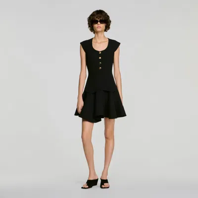 Sandro Short Button-up Dress In Black