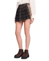 Sandro Short Checked Pleated Skirt In Black