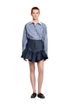 Sandro Short Denim Ruffled Skirt In Blue