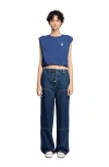 Sandro Short Draped T-shirt In Navy Blue