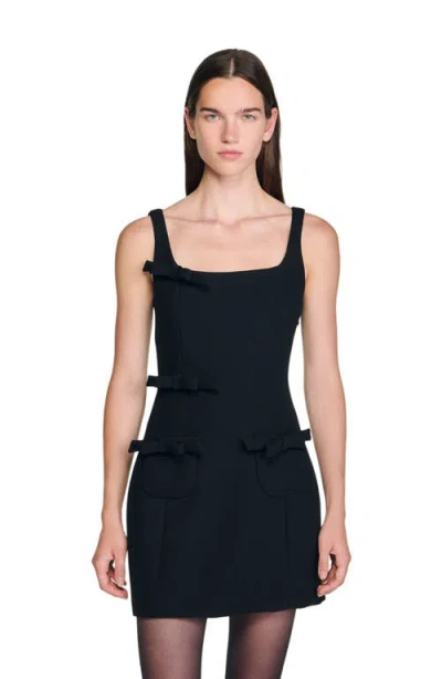 Sandro Short Dress With Bows In Brown