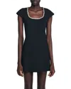 Sandro Short Dress With Rhinestone Collar In Black