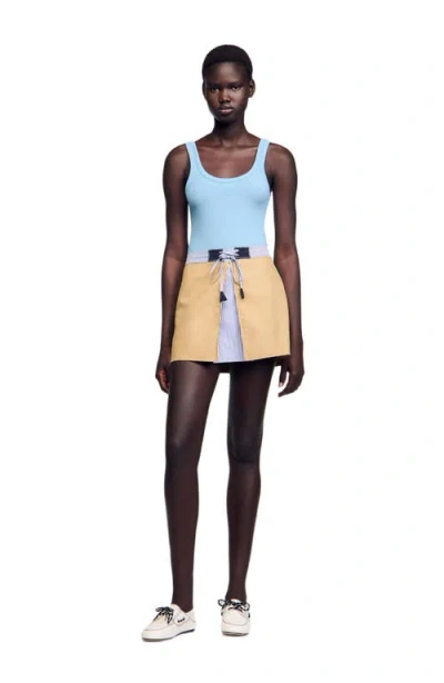 Sandro Woman Mini Skirt Sand Size 4 Cotton In Brown