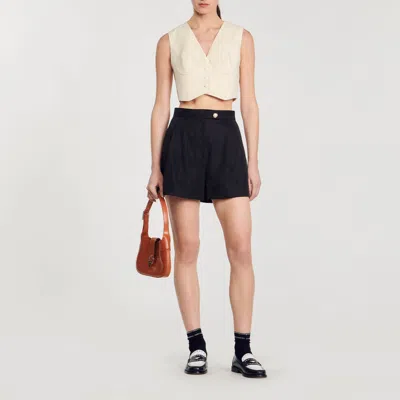 Sandro Short En Gabardine In Black