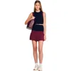 Sandro Short Knit And Denim Skirt In Multi