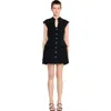 Sandro Womens Black Capped-sleeves Buttoned Knitted Mini Dress In Black