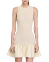 Sandro Knitted Ruffle-trim Mini Dress In Ecru