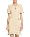 Sandro Open Knit Mini Dress In Vanilla