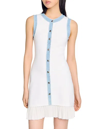 SANDRO SHORT KNIT DRESS WITH RUFFLES