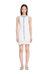 Sandro Short Knit Dress With Ruffles In Ecru