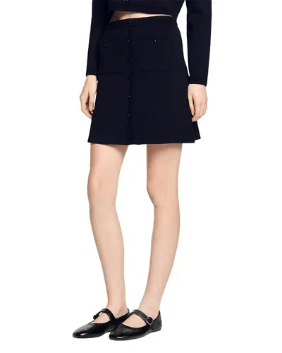 Sandro Short Knit Skirt In Black
