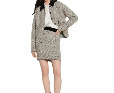 Sandro Short Lurex Jacquard Knit Skirt In Grey In Gray