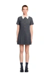 Sandro Short Pleated Dress With Rhinestones In Gray