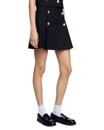 Sandro Short Pleated Skirt In Black