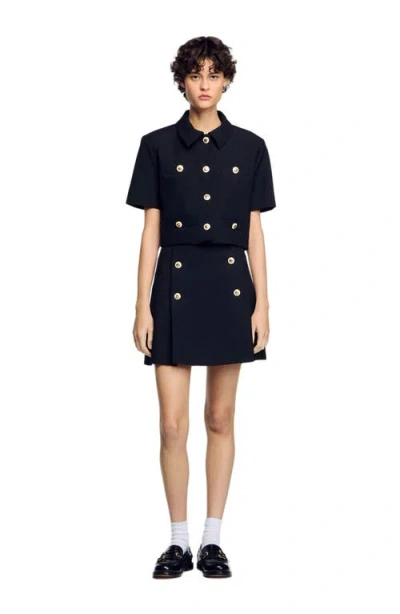 Sandro Short Pleated Skirt In Black