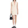 Sandro Short Pleated Suit Dress In Ecru