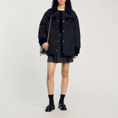 Sandro Short Puffer Jacket In Black