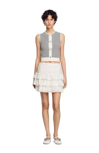 Sandro Short Ruffled Skirt In White
