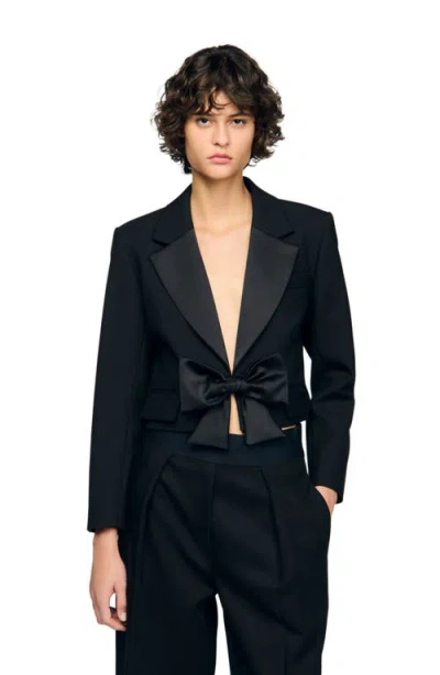 SANDRO SANDRO SHORT SATIN BOW JACKET