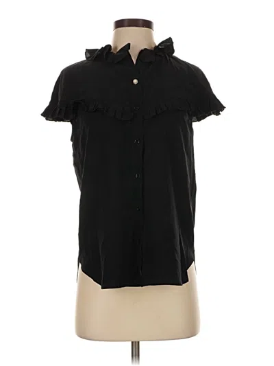 Pre-owned Sandro Short Sleeve Blouse In Black
