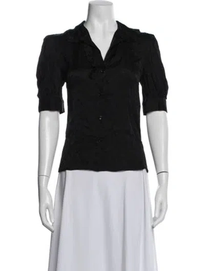 Pre-owned Sandro Short Sleeve Blouse In Blue