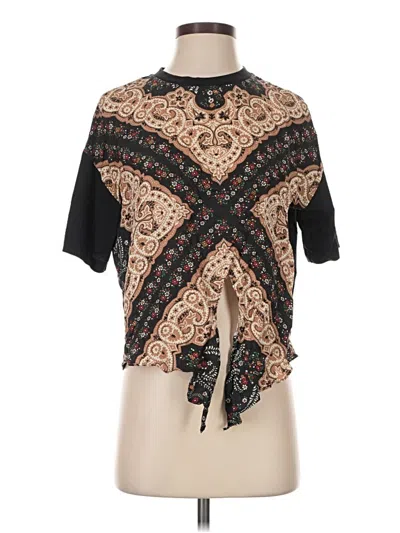 Pre-owned Sandro Short Sleeve Blouse In Brown