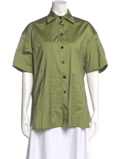Pre-owned Sandro Short Sleeve Blouse In Green