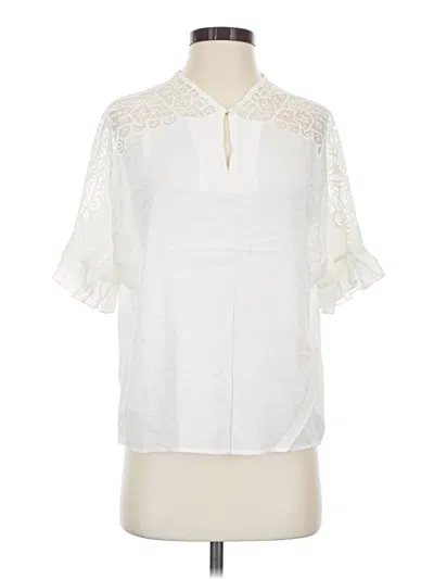 Pre-owned Sandro Short Sleeve Blouse In Ivory