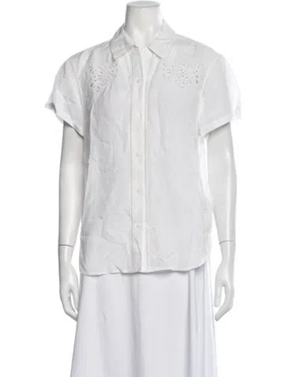 Pre-owned Sandro Short Sleeve Blouse In Neutrals