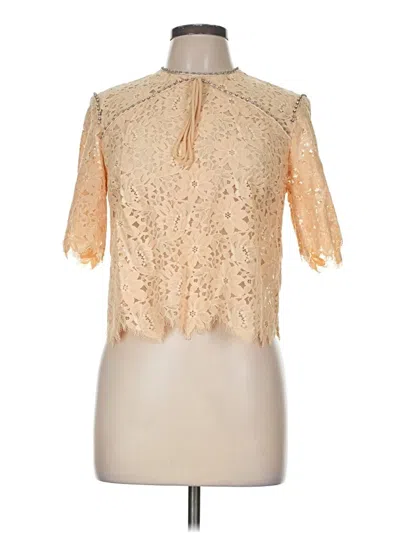 Pre-owned Sandro Short Sleeve Blouse In Tan