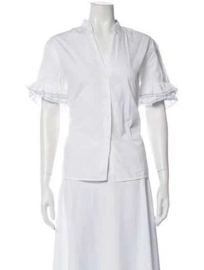 Pre-owned Sandro Short Sleeve Blouse In White