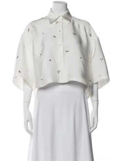 Pre-owned Sandro Short Sleeve Blouse In White