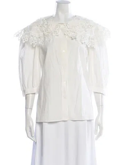 Pre-owned Sandro Short Sleeve Blouse In White
