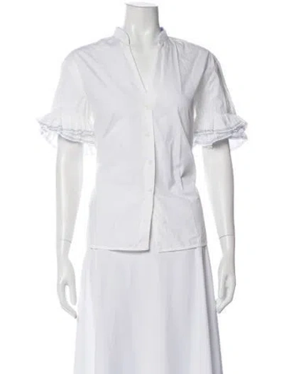 Pre-owned Sandro Short Sleeve Blouse In White